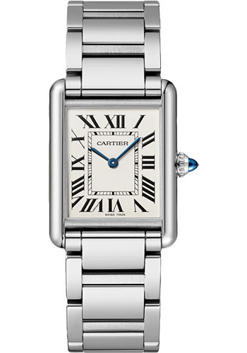Cartier Tank Must Watch - 33.7 mm x 25.5 mm Steel Case - Silvered Dial - Interchangeable Bracelet