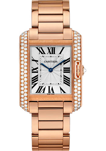 Cartier Tank Anglaise Watch - 34.7 mm Pink Gold Case - Diamond Bezel - Diamond Dial