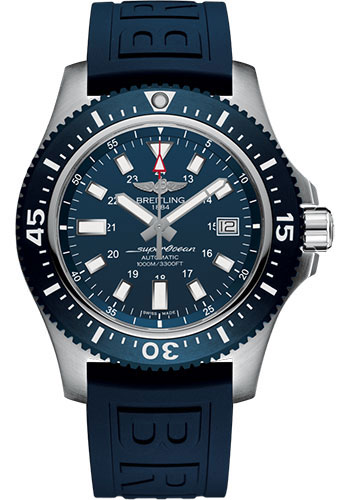 Breitling Superocean II 44 Watch - Steel - Mariner Blue Dial - Blue Ocean Racer II Strap - Tang Buckle