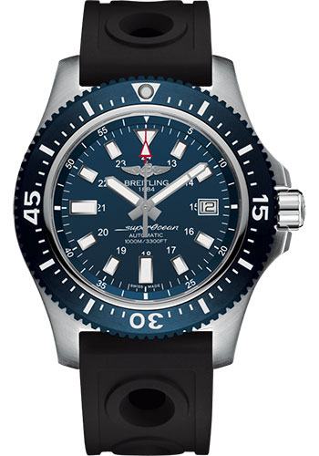 Breitling Superocean II 44 Watch - Steel - Mariner Blue Dial - Black Ocean Racer II Strap - Tang Buckle