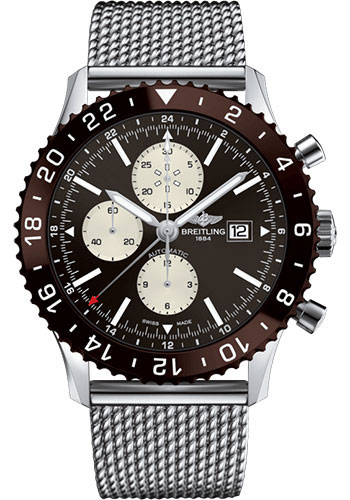 Breitling Chronoliner Watch - Steel - Bronze Dial - Steel Bracelet