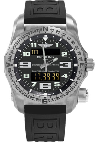Breitling Emergency Watch - 51mm Titanium Case - Volcano Black Dial - Black Diver Pro III Strap