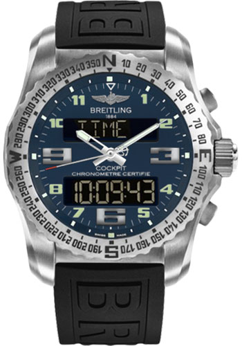 Breitling Cockpit B50 Watch - 46mm Titanium Case - Air Force Blue Dial - Black Diver Pro III Strap