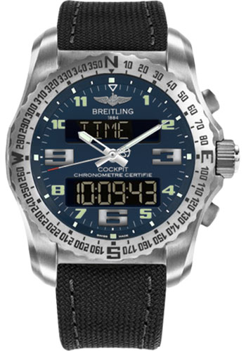 Breitling Cockpit B50 Watch - 46mm Titanium Case - Air Force Blue Dial - Anthracite Military Strap