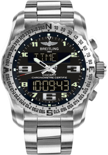 Breitling Cockpit B50 Watch - 46mm Titanium Case - Volcano Black Dial - Titanium Professional III Bracelet