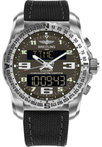 Breitling Cockpit B50 Watch - 46mm Titanium Case - Titanium Gray Dial - Anthracite Military Strap