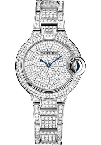 Cartier Ballon Bleu de Cartier Watch - 33 mm White Gold Diamond Case - Diamond Paved Dial - Diamond Bracelet