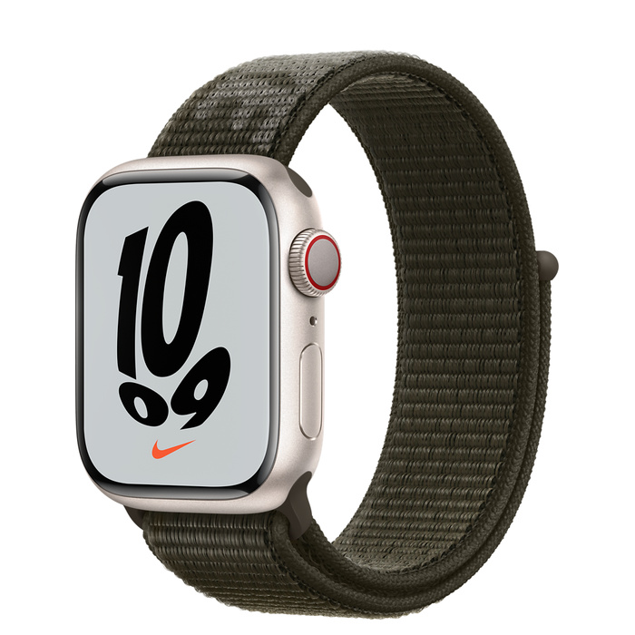 Apple Watch Nike GPS + Cellular 41mm Starlight Aluminum Case with Nike Sport Loop