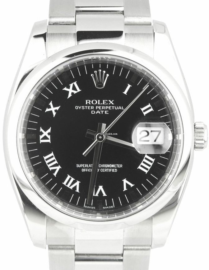 Rolex Date Black Roman 115200