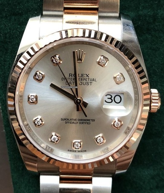Rolex DateJust Everose gold & steel, Diamond Dial 116234