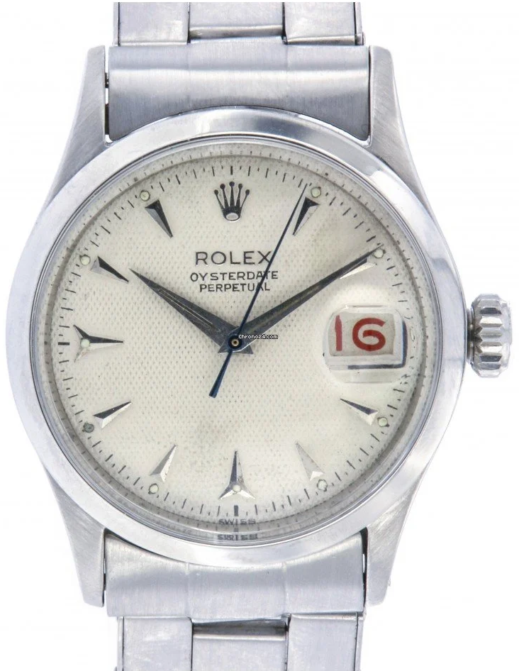 Rolex Date Oyster Perpetual White Honeycomb Dial 6518