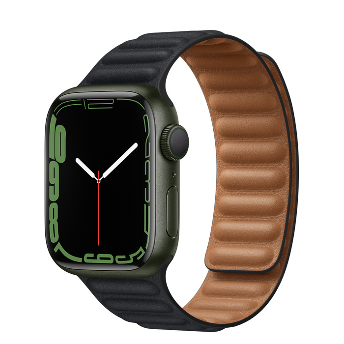 Apple Watch Series 7 GPS 41mm Green Aluminum Case with Leather Link