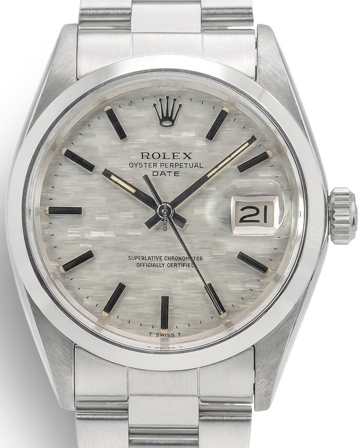 Rolex Date Oyster Perpetual Mosaic Shantung Brick Dial 1500