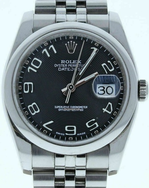 Rolex DateJust Black Concentric Dial & Smooth Bezel 116200