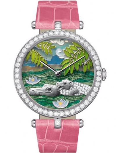 Van Cleef & Arpels Lady Arpels African landscape with hippopotamus décor