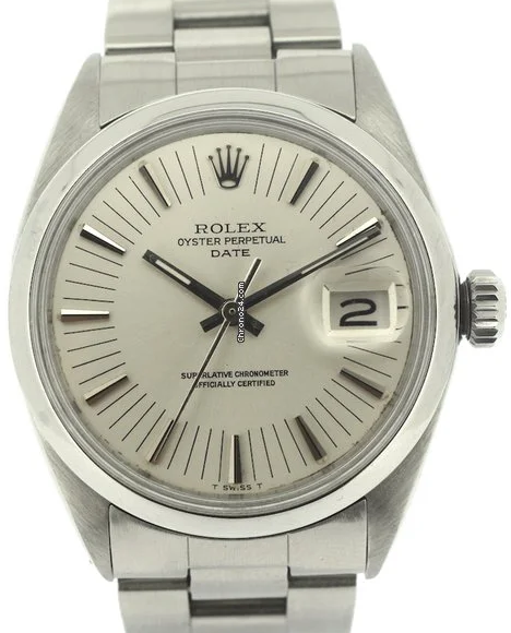 Rolex Date Oyster Perpetual Date Very Rare Silver Rail Dial 15200