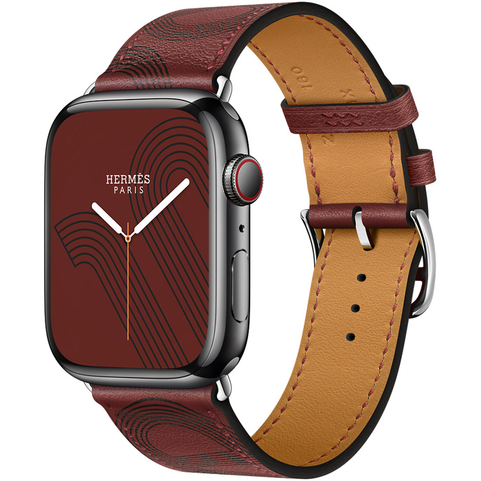 Apple Watch Hermès GPS + Cellular 45mm Space Black Stainless Steel Case with Circuit H Single Tour