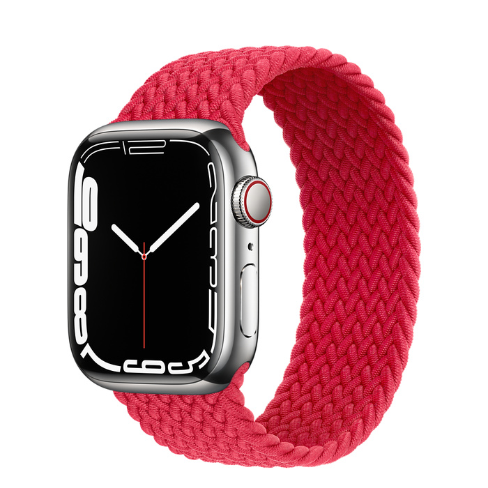 Apple Watch Series 7 GPS + Cellular 41mm Silver Stainless Steel Case with Braided Solo Loop