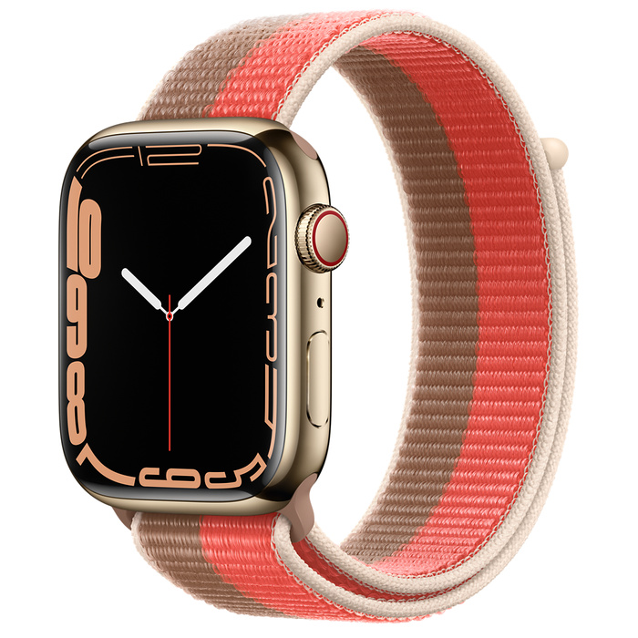 Apple Watch Series 7 GPS + Cellular 45mm Gold Stainless Steel Case with Sport Loop
