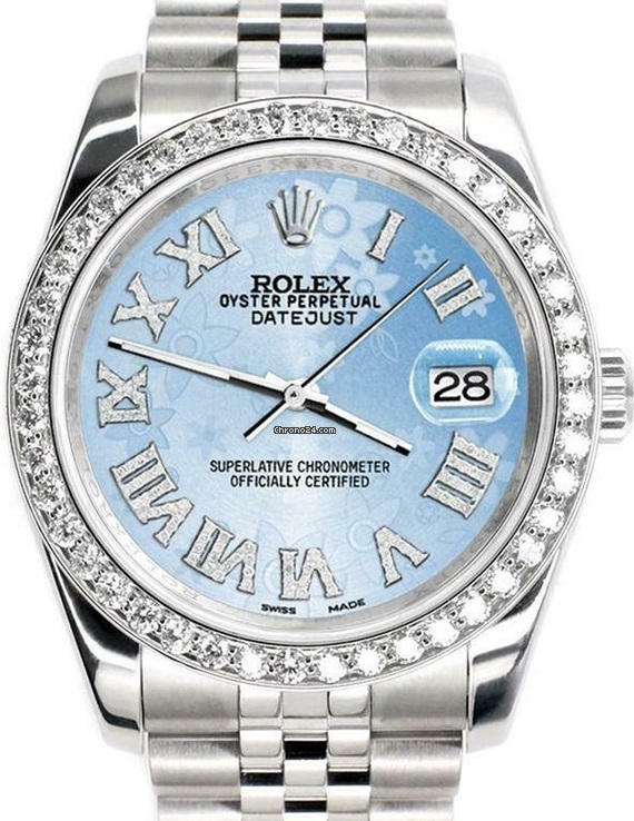 Rolex DateJust Blue Flower Roman Dial 116200