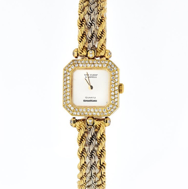 Van Cleef & Arpels Classique Square Dial Triple Rope Vintage 18K Gold Watch