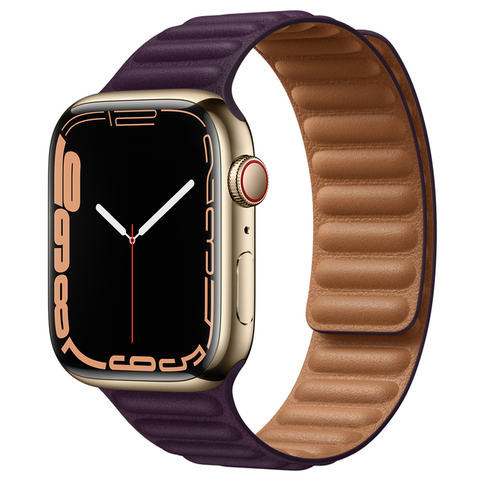 Apple Watch Series 7 GPS + Cellular 45mm Gold Stainless Steel Case with Leather Link