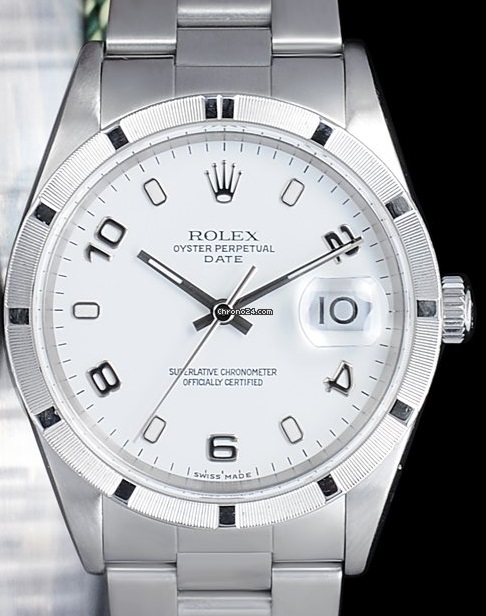 Rolex Date Bianco Oyster White Milk Arabic 15210