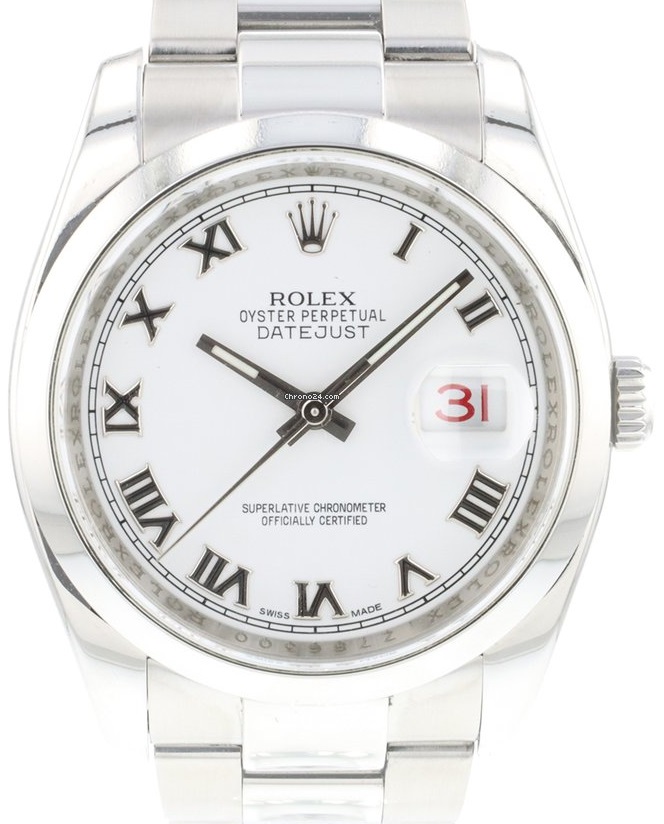 Rolex DateJust White Roman Dial Roulette Date 116200