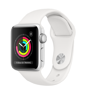 Apple Watch Series 3 GPS 38mm Silver Aluminum Case with White Sport Band