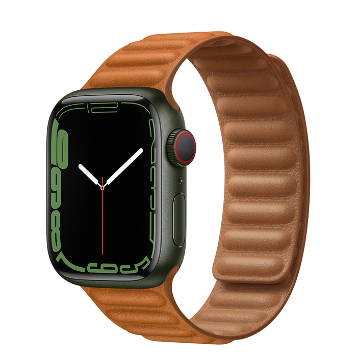 Apple Watch Series 7 GPS + Cellular 41mm Green Aluminum Case with Leather Link