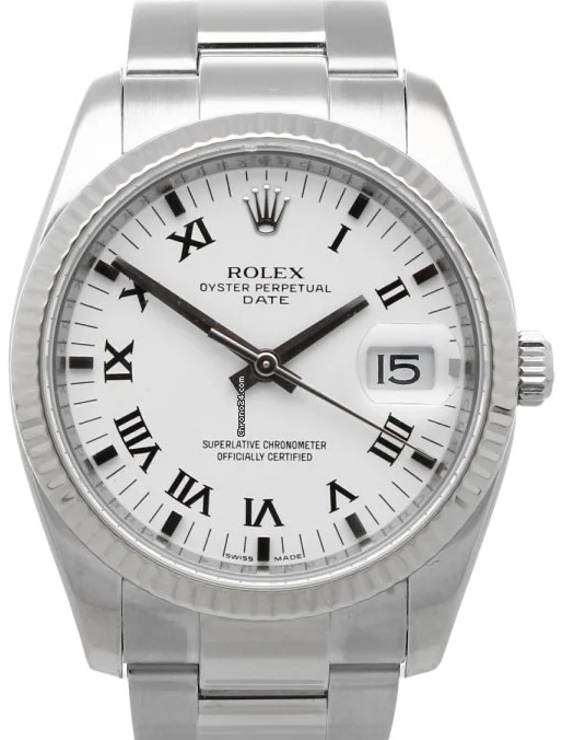 Rolex Date White Roman 115234