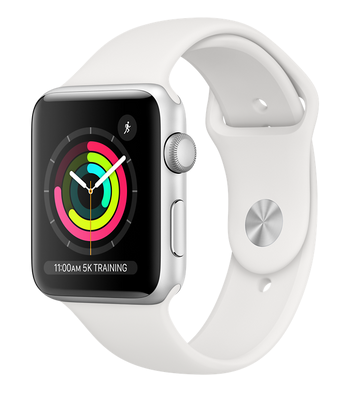 Apple Watch Series 3 GPS 42mm Silver Aluminum Case with White Sport Band