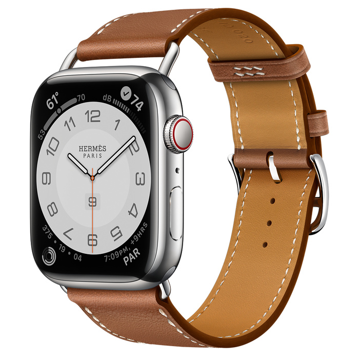Apple Watch Hermès GPS + Cellular 45mm Silver Stainless Steel Case with Attelage Single Tour