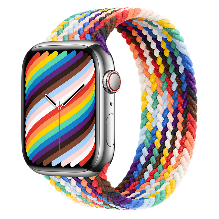 Apple Watch Series 7 GPS + Cellular 45mm Silver Stainless Steel Case with Braided Solo Loop