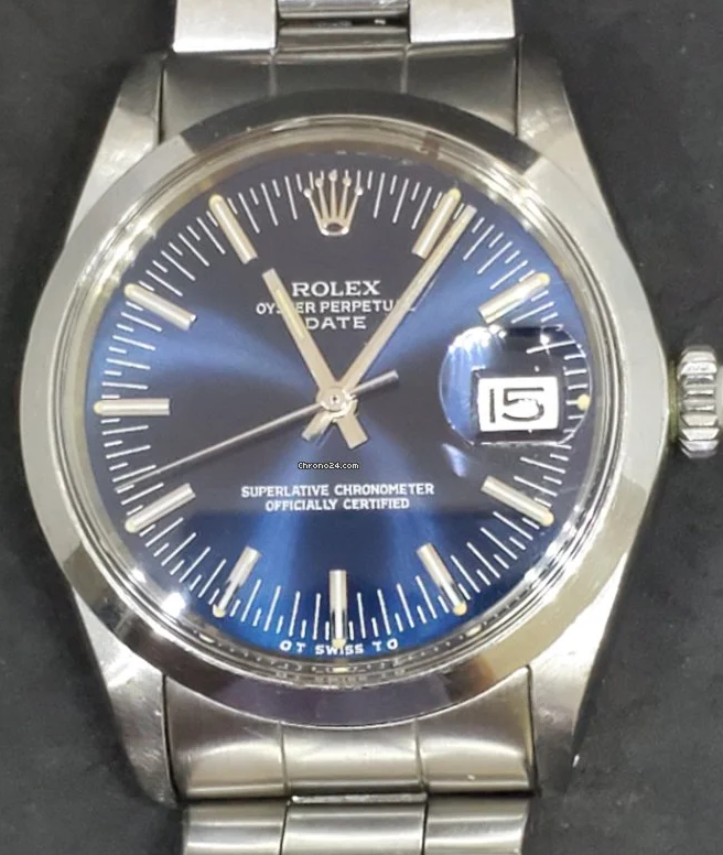 Rolex Date Oyster Perpetual with Factory Blue Radial Sigma Dial 1500