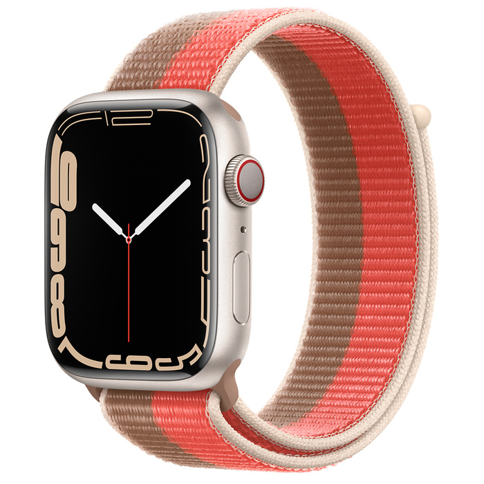 Apple Watch Series 7 GPS + Cellular 45mm Starlight Aluminum Case with Sport Loop
