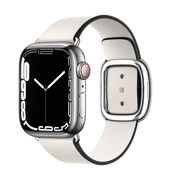 Apple Watch Series 7 GPS + Cellular 41mm Silver Stainless Steel Case with Modern Buckle