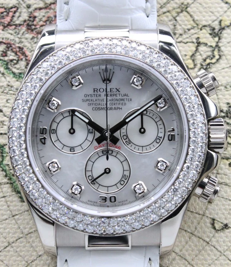 Rolex Daytona White MOP Dial & Factory Diamond Bezel 116589
