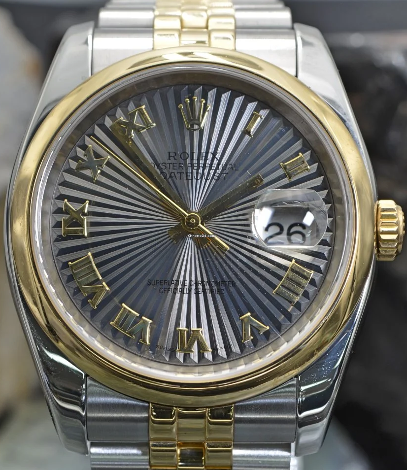 Rolex DateJust Slate Sunbeam Roman Dia 116203