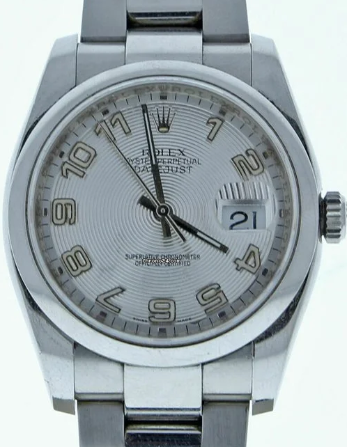 Rolex DateJust Silver Concentric Dial & Smooth Bezel 116200
