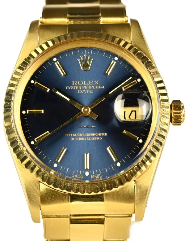 Rolex Date Oyster Perpetual Blue Dial Sunburst - c.1980s 15037