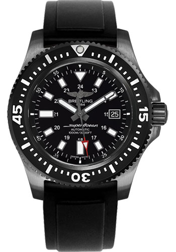 Breitling Superocean 44 Special Watch - Black Steel Case -  Dial - Black Diver Pro II Strap