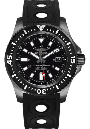Breitling Superocean 44 Special Watch - Black Steel Case -  Dial - Black Ocean Racer II Strap