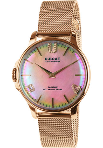 U-Boat Rainbow 38 Pink IP Gold Bracelet Watch
