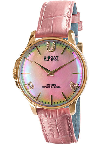 U-Boat Rainbow 38 Pink IP Gold Watch