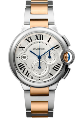 Cartier Ballon Bleu Chronograph Watch - Extra large Steel Case - Steel And Pink Gold Bracelet