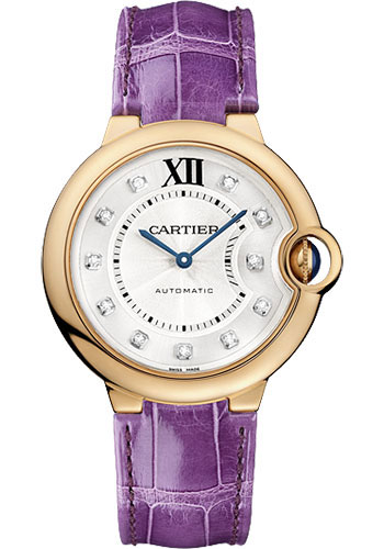 Cartier Ballon Bleu de Cartier Watch - Medium Pink Gold Case - Diamond Dial - Alligator Strap