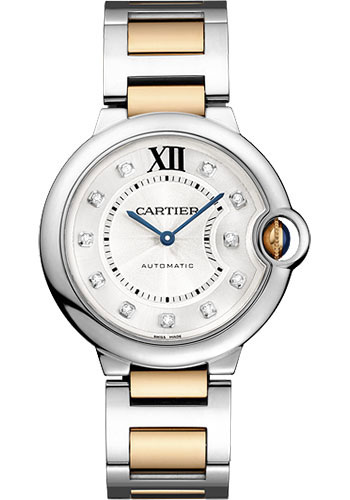 Cartier Ballon Bleu de Cartier Watch - Medium Steel Case - Diamond Dial - Steel And Pink Gold Bracelet