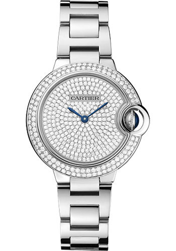 Cartier Ballon Bleu de Cartier Watch - 33 mm White Gold Diamond Case - Diamond Paved Dial