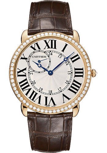 Cartier Ronde Louis Cartier Watch - Extra large Pink Gold Diamond Case - Alligator Strap